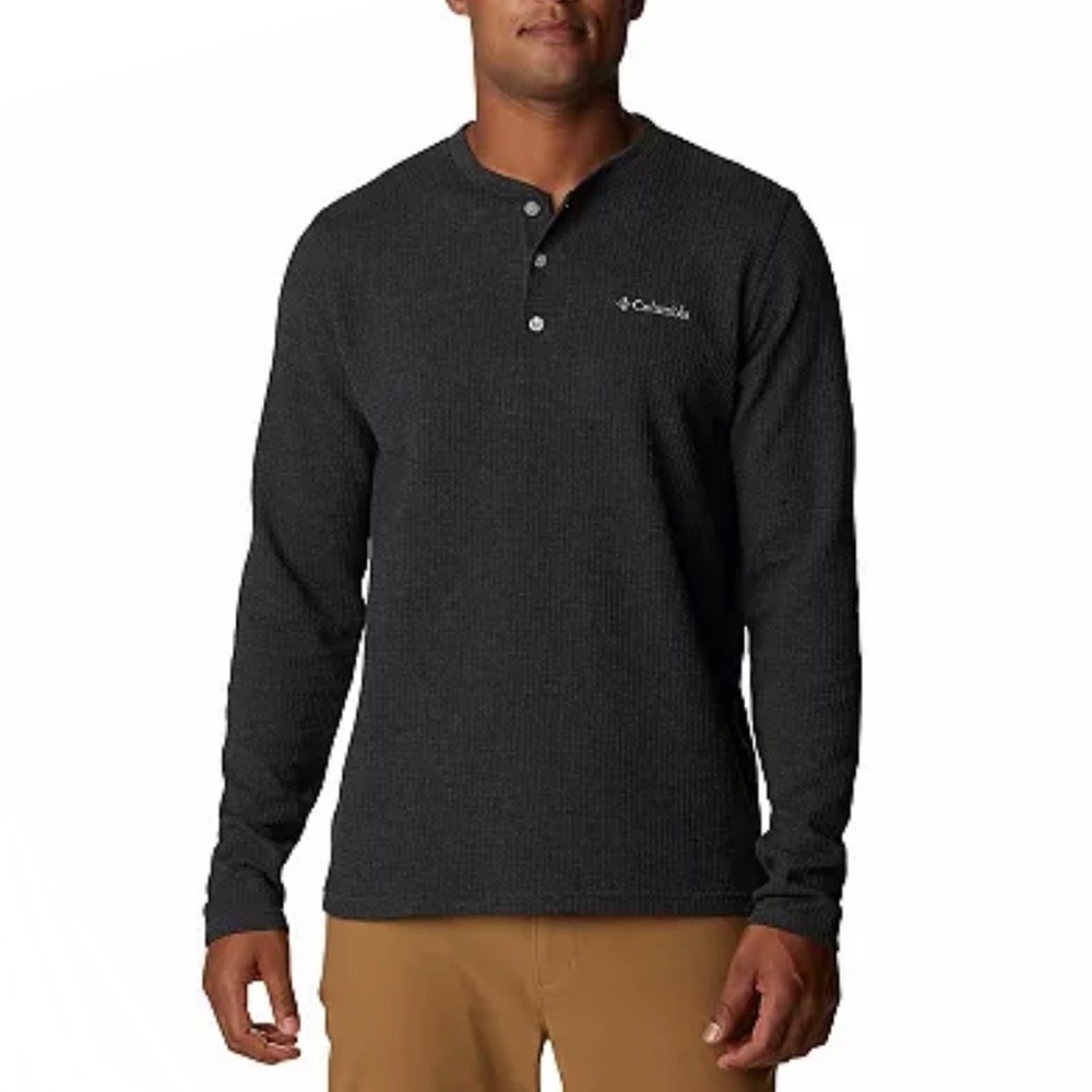 Columbia Black Pine Peak Omni-Wick Long Sleeve Regular Fit Waffle Henley Shirt S
